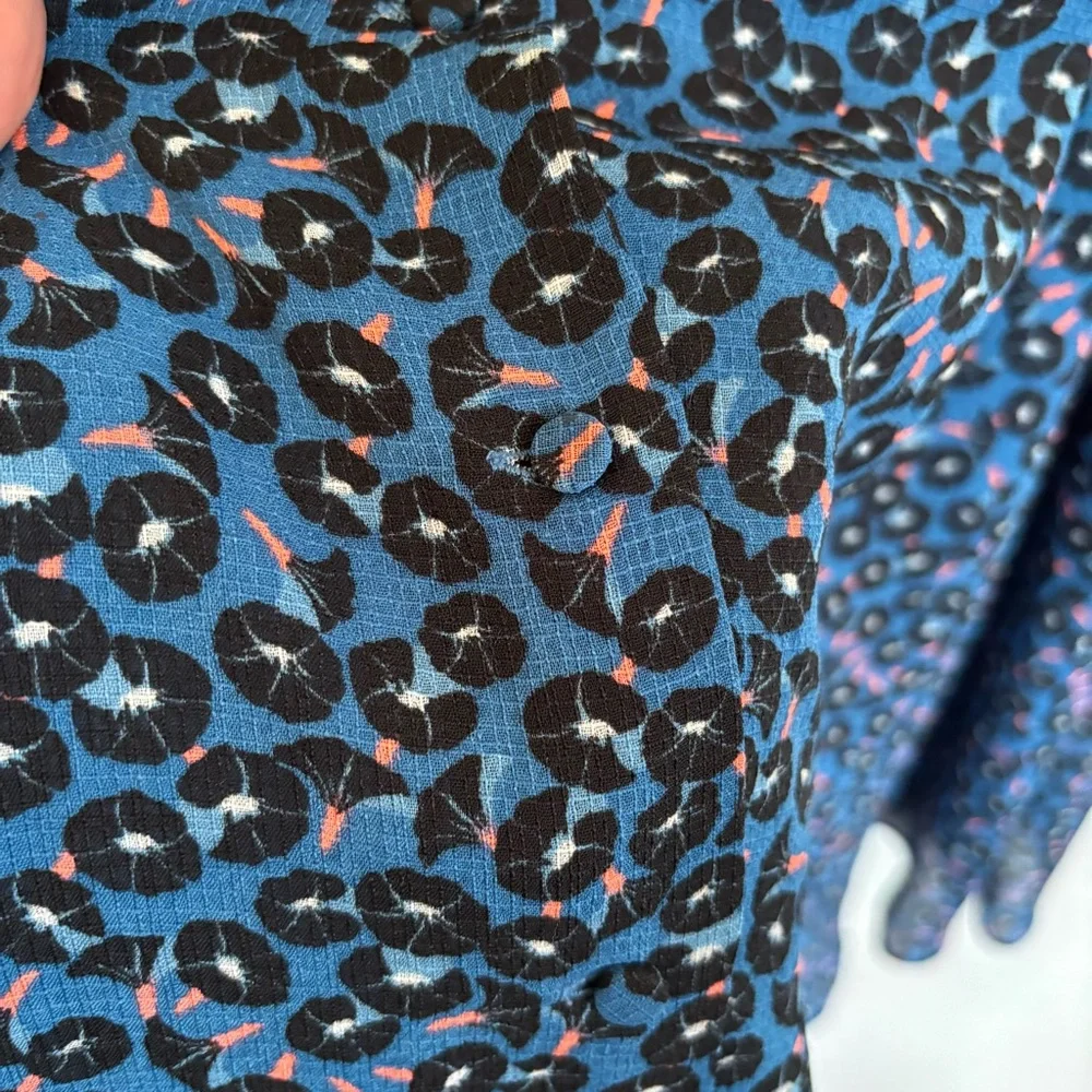 Ann Taylor Blue Morning Glory Button Down Midi Shirtdress - Picture 7 of 10